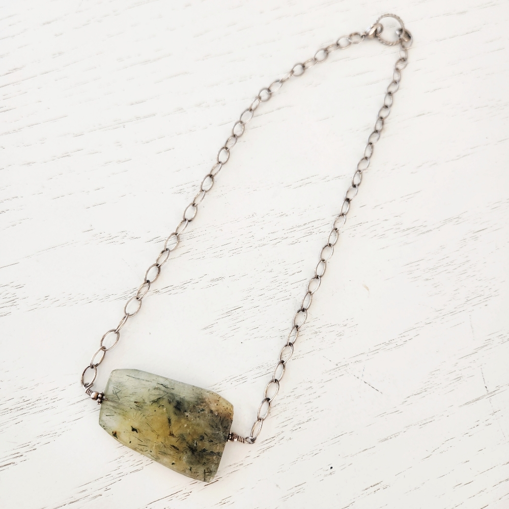 Moss Agate Vintage Sterling Silver Necklace